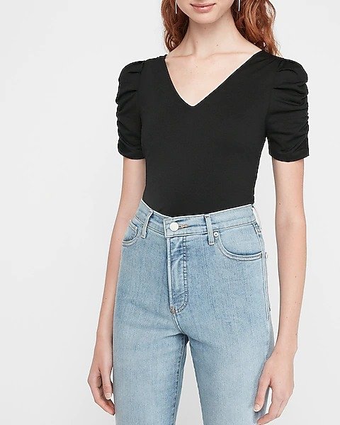 Ruched Puff Sleeve Tee