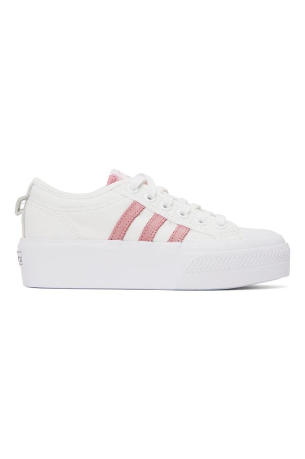 White & Pink Nizza Platform Sneakers