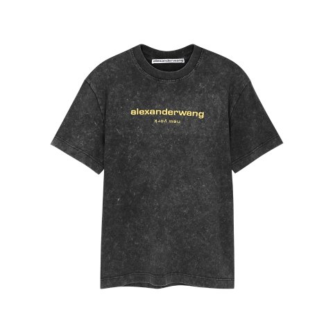 Alexander WangGrey logo-embroidered cotton T-shirt