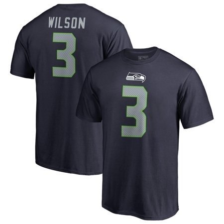 Russell Wilson Seattle Seahawks NFL Pro Line by Fanatics Branded Team Authentic Stack Name & Number T-Shirt - College