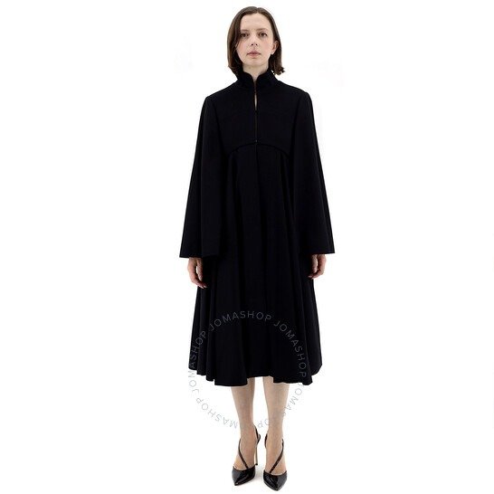 Tailored Doeskin Wool Cape In Black
