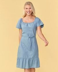 Womens Mommy And Me Chambray Tiered Dress - lily wash