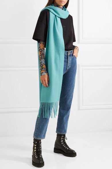 Canada Skinny fringed wool scarf