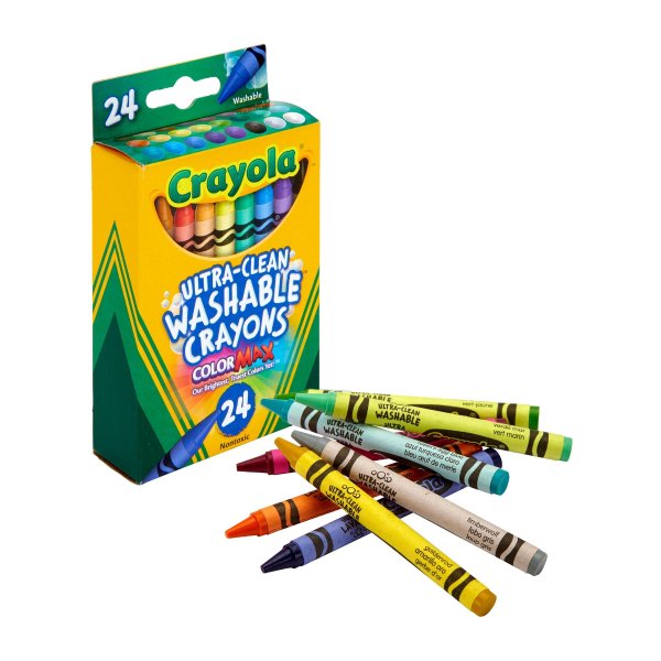 Washable Crayons, Assorted Colors, 24 Count