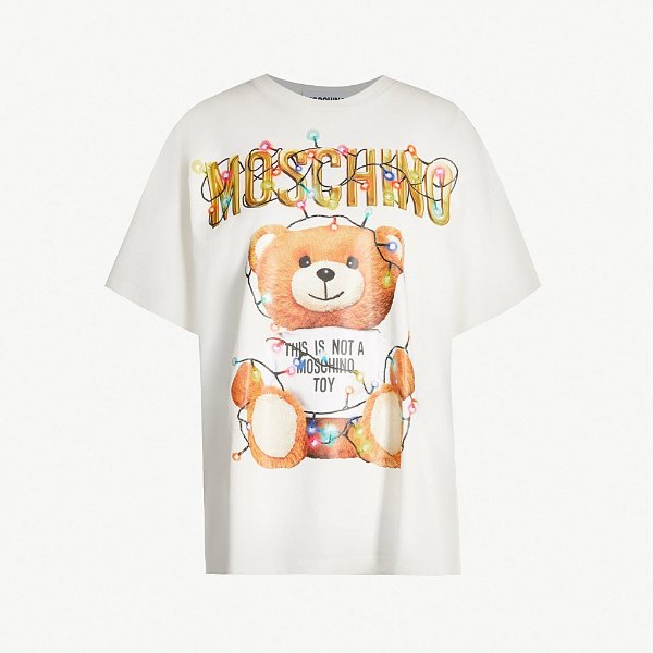 Teddy-print cotton-jersey T-shirt