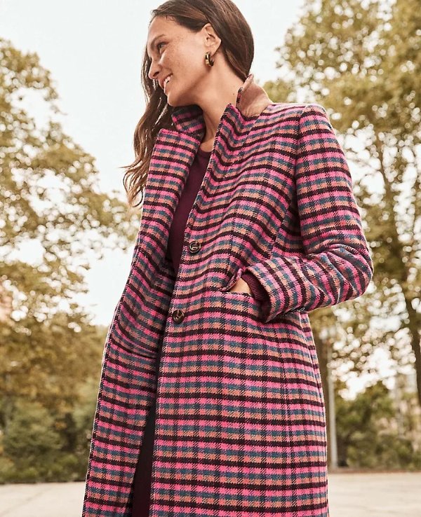 Petite Checked Chesterfield Coat | Ann Taylor