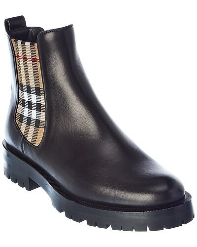 Vintage Check Detail Leather Chelsea Boot / Gilt