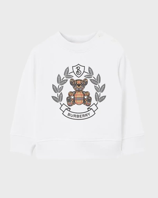 Boy's Oak Leaf Crest Logo-Print Teddy Sweatshirt, Size 6M-2