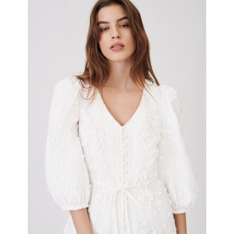 Maje221ROXITANE Embroidered dress with gathered waist