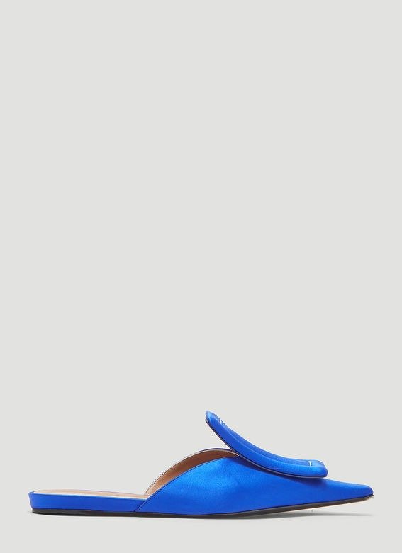 Padded Tongue Satin Mule in Blue