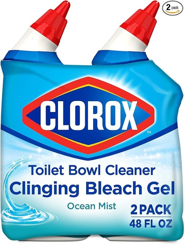 Toilet Bowl Liquid Disinfecting Cleaner with Clinging Bleach Gel, Remove Mildew and Mold, Ocean Mist Scent, 24 Ounces (Pack of 2)