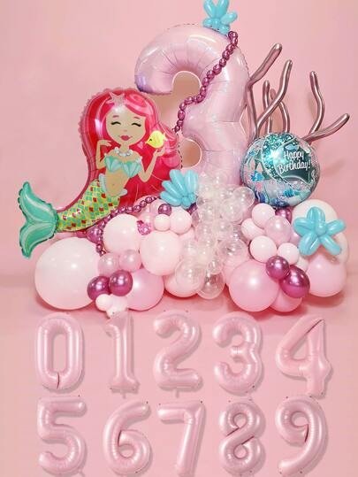 41pcs Mermaid Number Balloon Set