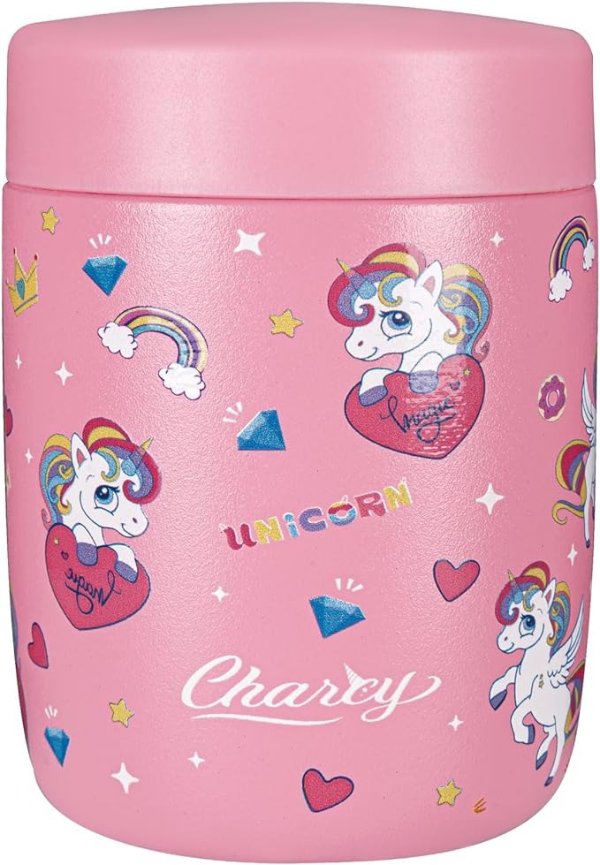 9oz Stainless Steel Vacuum Insulated Kids Food Jar - Soup Thermo for Hot & Cold Food - Magenta Unicorn