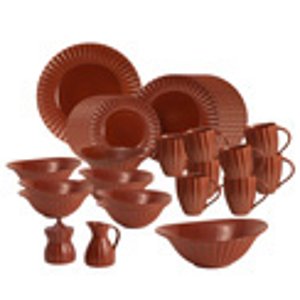 Mikasa Dynasty Terracotta Dinnerware Set, 37 Piece, Service for 8 with Serving Pieces
