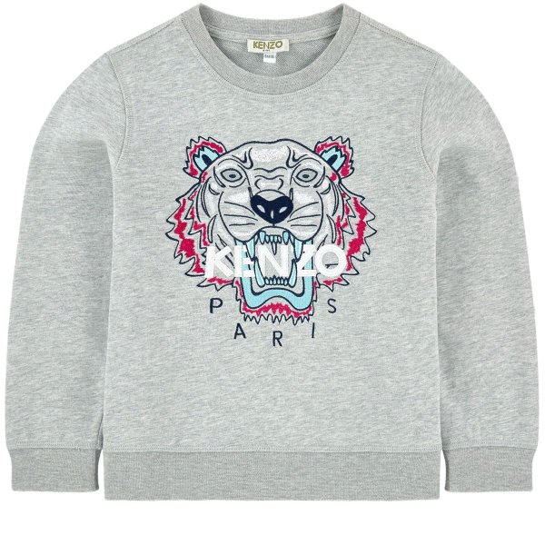 Kenzo Kids Grey Multi Colour Embroidered Sweatshirt | AlexandAlexa
