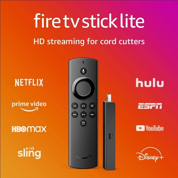 Amazon Fire TV Lite HD/4K 电视棒 + Alexa 语音遥控器