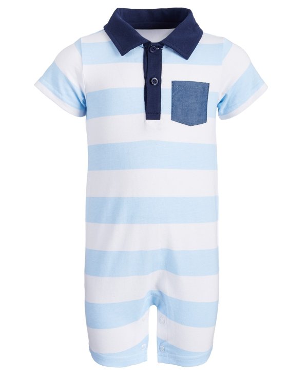 Baby Boys Striped Polo Cotton Sunsuit, Created for Macy's