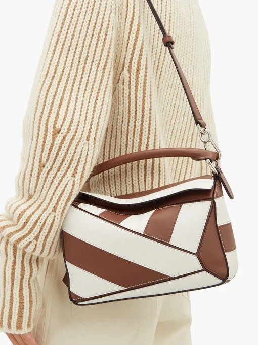 Puzzle small striped leather cross-body bag