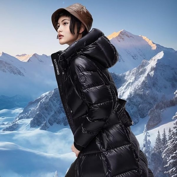 Cold Winter Woman Goose Long Down Jacket Hooded Outdoor Warm Jacket Puffer Coat