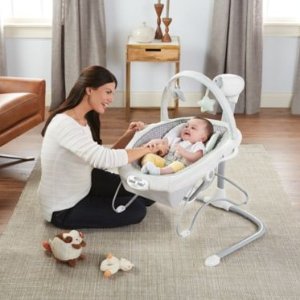 Graco 2合1婴儿电动摇篮，下方摇篮椅可拆卸单独使用