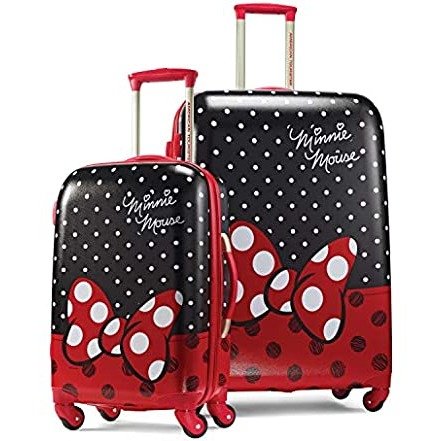 TOURISTER Kids' Disney Hardside Luggage with Spinner Wheels, Minnie Mouse Red Bow, 2-Piece Set (21/28)