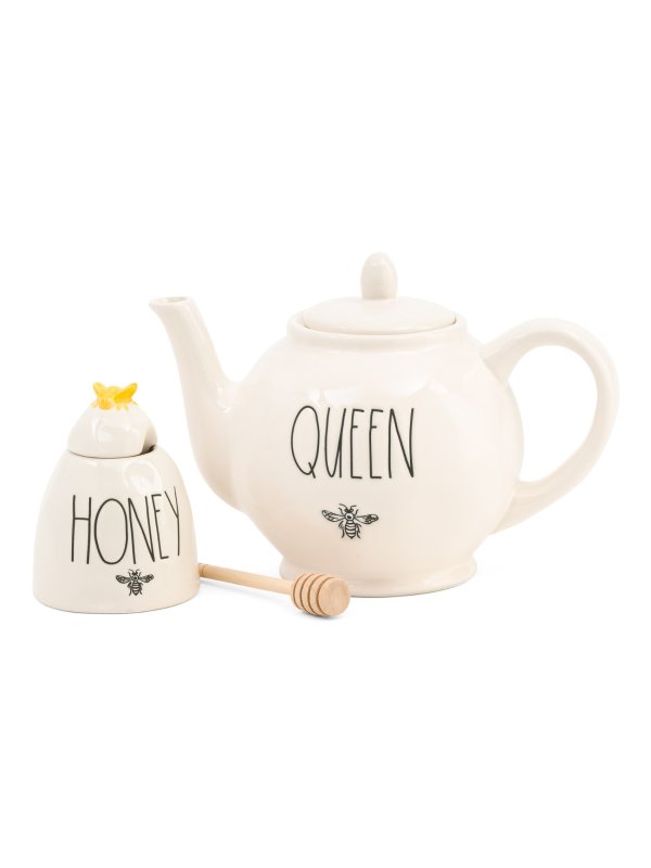 2pk Teapot And Honey Pot Gift Set
