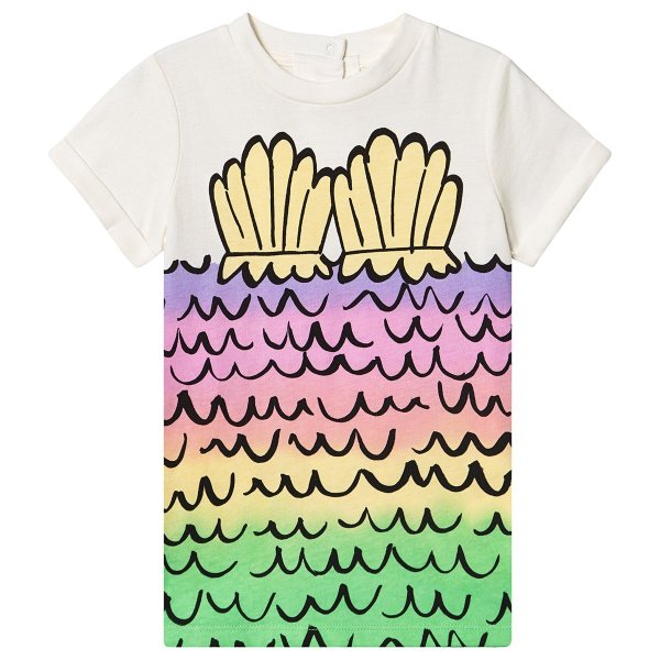 White Rainbow Mermaid and Shell Print T-Shirt Dress | AlexandAlexa