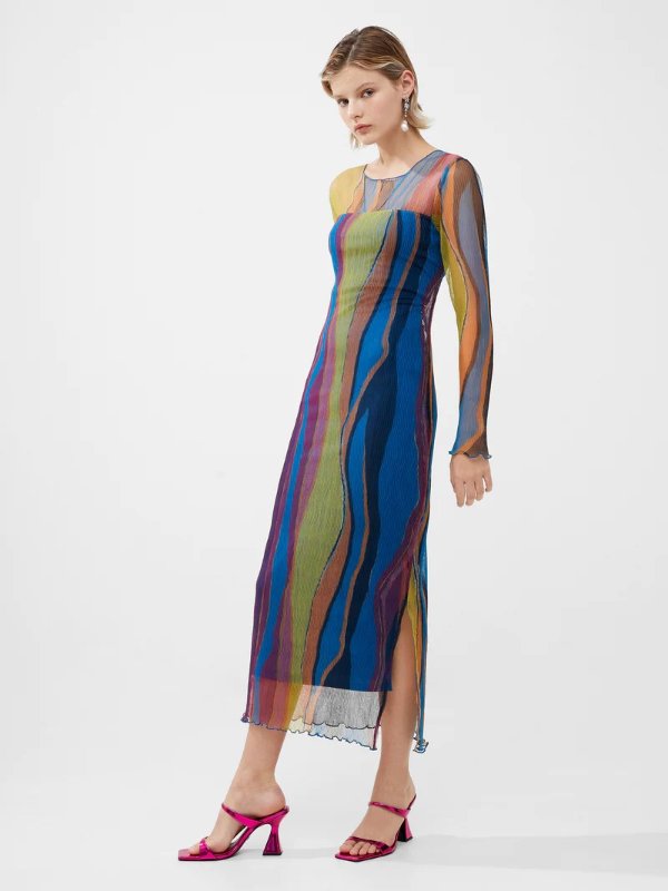 Saskia Eydie Ruched Midi Dress Blue Jewel | French Connection US