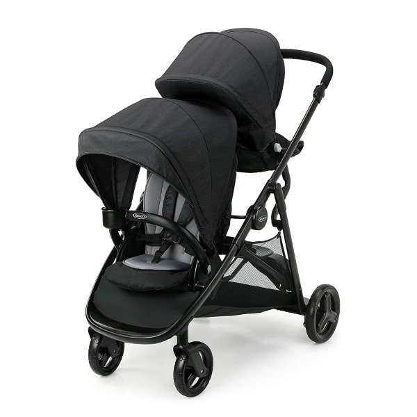 Ready2Grow LX 2.0 Double Stroller Features Bench Seat and Standing Platform Options, Gotham