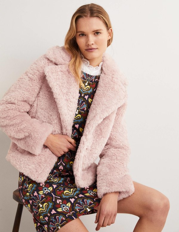 Fur Jacket - Pale Pink | Boden US