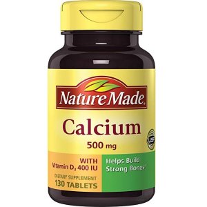 Nature Made Calcium (Carbonate) 500 mg w. D3 400 IU Tablets Mega Size 130 Ct