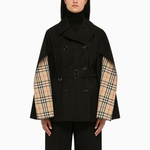 Black cotton cape/trench coat