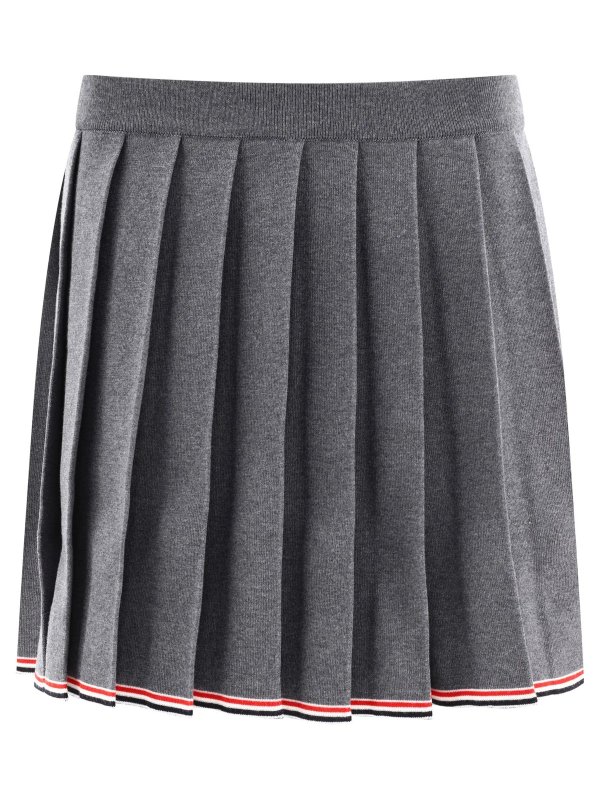 Pleated Full Needle Knitted Skirt
