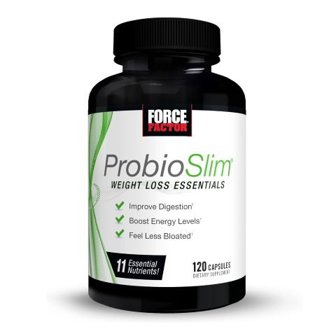 FORCE FACTOR ProbioSlim Weight Loss Essentials Complete Daily Digestive Health and Weight Loss Probiotic Supplement for Women and Men with Electrolytes and Green Tea Extract, 120 Capsules