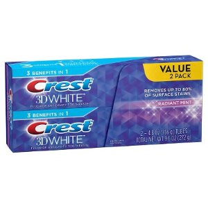 Crest 3D White 牙膏 或 Colgate Optic White 牙膏 (2盒装)