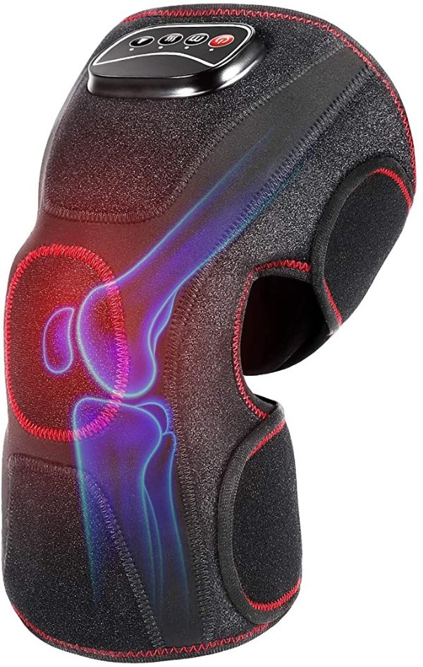 Knee Massager with Heat Air Compression Leg Knee Brace Wrap for Arthritis Pain Relief Eletric Heating for Joint Pain, Cramps and Circulation 3 Modes & 3 Intensities - Single