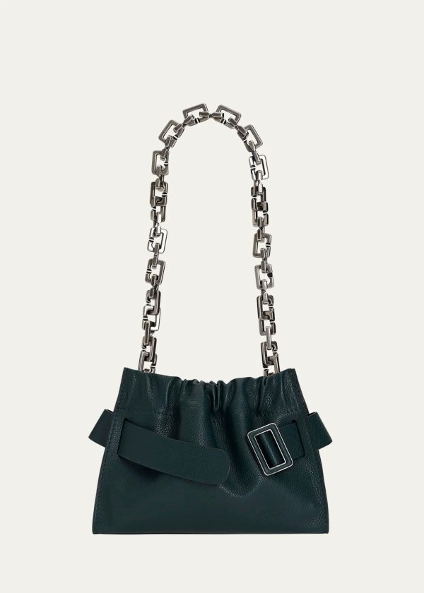 Square Calfskin Slouchy Buckle Tote Bag