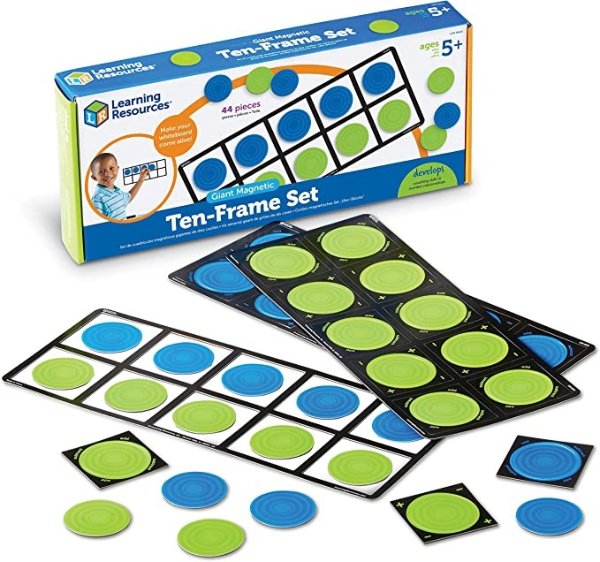 Giant Magnetic Ten Frame Set, Classroom Math Set, Magnetic Whiteboard Set, Classroom Demonstration, Set of 4, Ages 5+