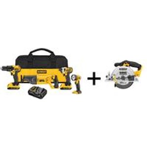 20-Volt MAX Lithium-Ion Cordless Combo Kit (4-Tool) with 6-1/2 in. Circular Saw (Tool Only)