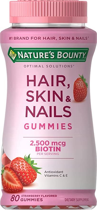 Optimal Solutions Hair, Skin and Nails Gummies, Strawberry, 80 Count