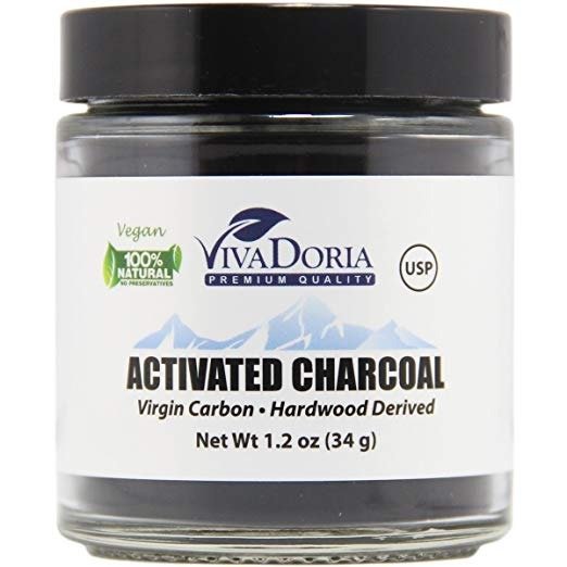 Viva Doria Virgin Activated Charcoal Powder - Food Grade (1.2 Oz Glass Jar)