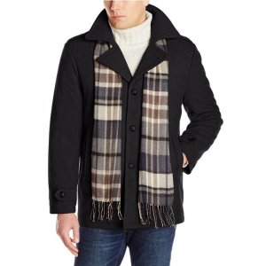 London Fog Men's Bleecker Coat with Scarf and Quilted Lining