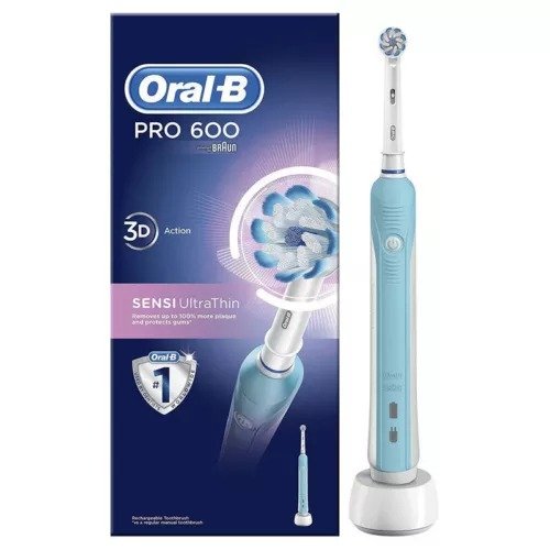 Oral B PRO 600 Sensi Ultrathin Rechargeable Electric Toothbrush New