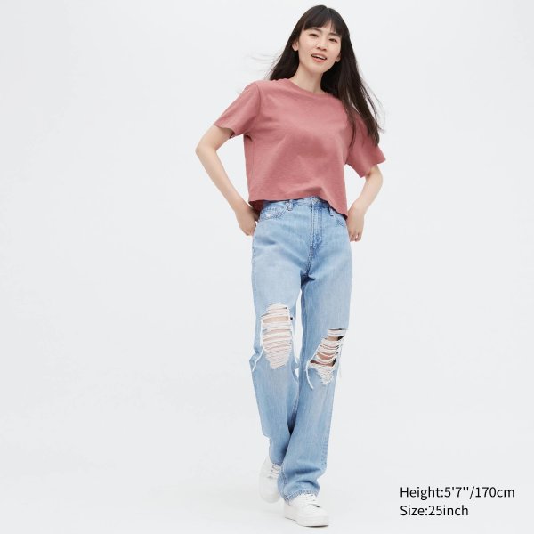 Distressed Straight High-Rise Jeans