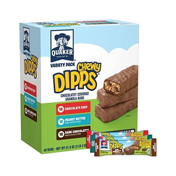 Chewy Dipps Chocolate Covered Granola Bars Variety Pack, 48 Count (Packaging Will Vary)