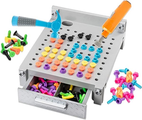 Design & Drill My First Workbench (Gray) Supports STEM Learning, Ages 3 and Up, (125+ Pieces)