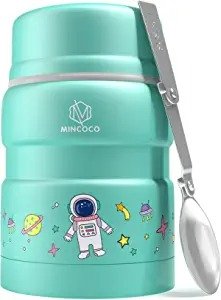MINCOCO Insulated Food Jar Thermos for Hot Food, Lunch Container Keeps Hot/Cold, Stainless Steel Vacuum Bento Lunch Box for Kids/Adults with Spoon, 17 Ounce, Galaxy Series