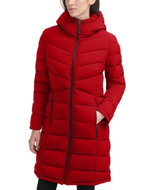 Hooded Stretch Puffer Coat, Created for Macy's