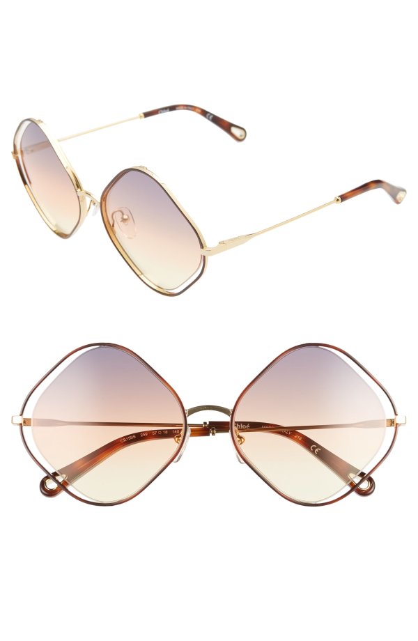 Poppy 57mm Diamond Shape Sunglasses