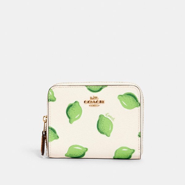 Small Zip Around Wallet With Lime Print